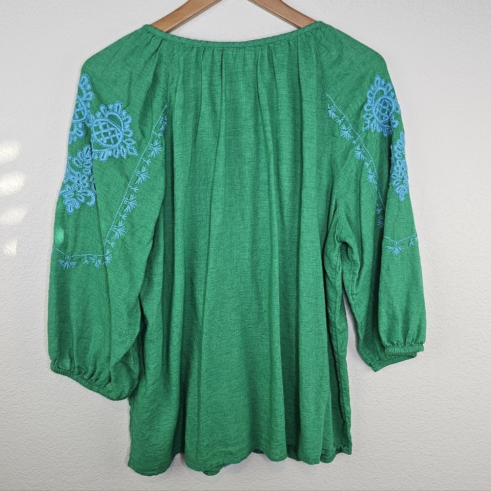 J Jill Linen Modal Blend Embroidered Boho Top XL - Picture 10 of 11
